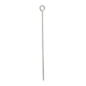 A long, thin stainless steel skewer with a pointed tip at one end and a small loop at the other, shown vertically on a plain white background. Durable and dishwasher safe for easy cleaning.