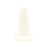 A translucent white plastic cone with a wide circular base and a narrower top, standing upright against a plain white background. This dishwasher safe Replacement Neck is designed to fit seamlessly with PourMaster containers. The surface is smooth and unmarked.