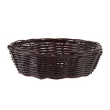 A dark brown, round basket with an open top and woven pattern crafted from hand-woven polypropylene cord. The basket is empty, its sides gently flared outward against a plain white background, making it clearly visible.