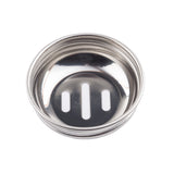 A round, stainless steel lid with three vertical rectangular slots in the center. The smooth, reflective surface and ribbed edge suggest it is a replacement shaker top that is likely dishwasher safe. The background is white.