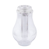A clear Center Ice Core Pitcher with a wide base, narrow neck, and fitted round lid. Inside, a long cylindrical compartment holds ice to keep drinks cold without dilution. This dishwasher safe pitcher is perfect for effortless entertaining.