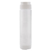A tall, clear, cylindrical 16 oz plastic bottle with a white ValveTop squeeze dispenser cap. The empty bottle stands upright against a plain white background, featuring a straight shape with slight tapers at the base and top. No labels or markings are visible.