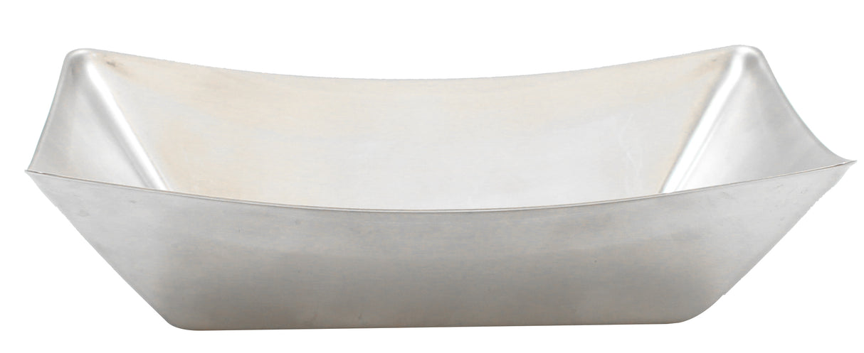 A square, silver-colored Better Burger Fry Tray with gently flared sides and rounded corners. The surface is smooth, reflective, and empty—crafted as a dishwasher safe stainless steel fry tray, photographed against a plain white background.