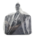 A dark wooden serving paddle with a handle, partially wrapped in clear plastic, is set against a white background. The plastic covers most of the board, leaving the wood grain and handle of this serving paddle visible through the transparent wrapping.
