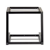 A black metal square frame by TableCraft Products, shown from the front. The open structure with straight edges resembles a minimalistic Grab & Go Two-Tiered Frame or table base, ideal for organizing Gastronorm Half Size trays against a white background.