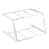 A white, powder coated steel, Z-shaped stand with two horizontal bars on top and bottom, designed for holding equipment like a keyboard or DJ controller. The open Grab & Go Frame is minimalistic, featuring straight lines and no decorative elements.