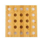 A square wooden TableCraft Products cone holder features a 5x5 grid of evenly spaced circular holes. The smooth, light-colored bamboo board is seen from a top-down view against a white background.