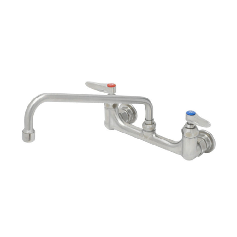 T&S Brass S-2299 EverSteel 8” Wall Mount Mixing Faucet 14” Swing Nozzle With Stream Regulator Outlet