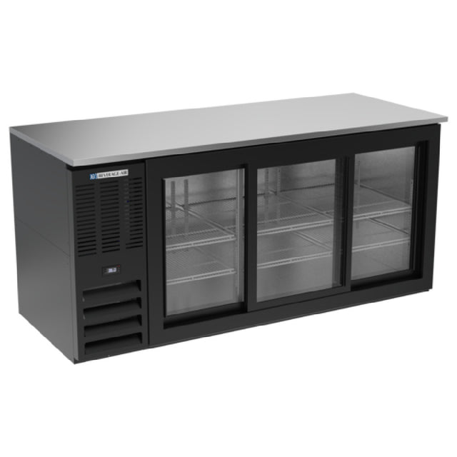 Beverage Air BB72HC-GS-B - Refrigerated Back Bar Storage Cabinet, Three-section, 72"W X 29-1/4"D X 34"H