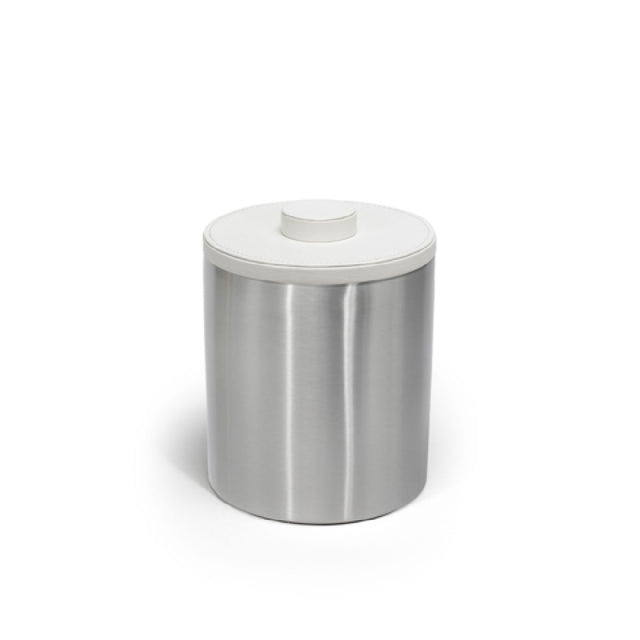 FOH RIB068BSS21 2qt Round Brushed Stainless Ice Bucket Silver With London White Lid