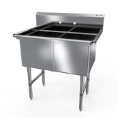 NBR Equipment 2SS-162014 Premium Sink Two-compartment 37-1/8"W X 25-1/2"D X 44-1/16"H Overall Size