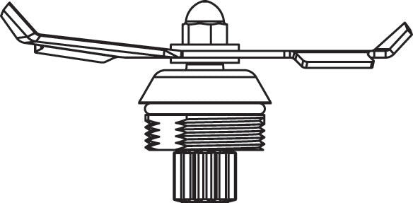 Black and white line drawing of a fire sprinkler head, reminiscent of the technical precision found in Vitamix Advance Blade Assembly. The symmetrical design features a threaded base, circular deflector plate, and dome-shaped cap at the top.