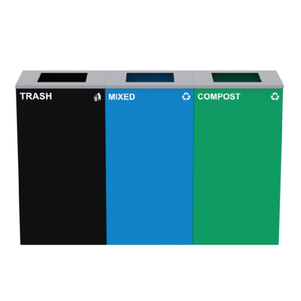 Alpine Industries ALP4450-BLK-KIT15 Trash Can With Recycling Station And Compost Receptacle