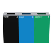 Alpine Industries ALP4450-BLK-KIT15 Trash Can With Recycling Station And Compost Receptacle