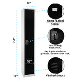 Alpine Industries ADI629-201-BLK Locker Single Tier 72" H X 15"W