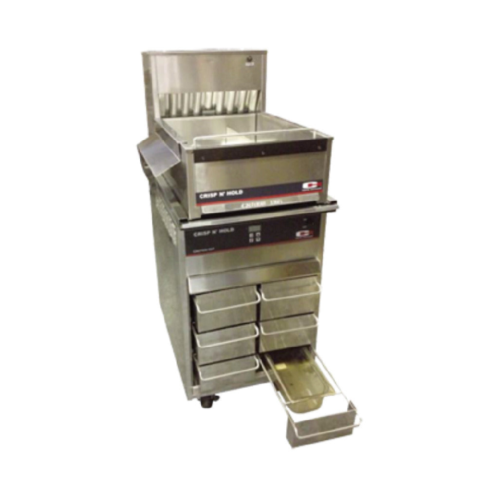 Carter Hoffmann FFSTKPKG CNH18XD Crisp 'N Hold Station Stacked On Top Of VCNH2W3S Vertical Crisp 'N Hold With Reinforced Top For Added Food Holding Capacity. Accessories Included: Fryer Gap Cover