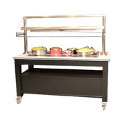 Bon Chef 50157 Radiant Heated Mobile Buffet Station 68”L X 30”W X 66”H Drop-in Stainless Steel (swirl Design) Radiant Heat Unit Has 44” X 42” O.A.