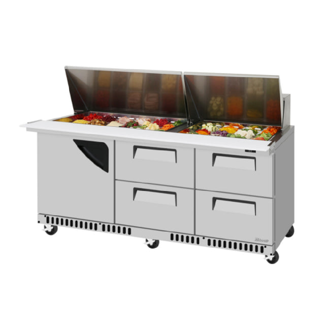 Turbo Air TST-72SD-30-D4R(L)-FB-N Super Deluxe Sandwich/Salad Mega Top Unit Front Breathing Airflow