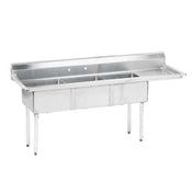 Advance Tabco FE-3-1812-18R-X Special Value Fabricated Sink 3-compartment 18" Right Drainboard