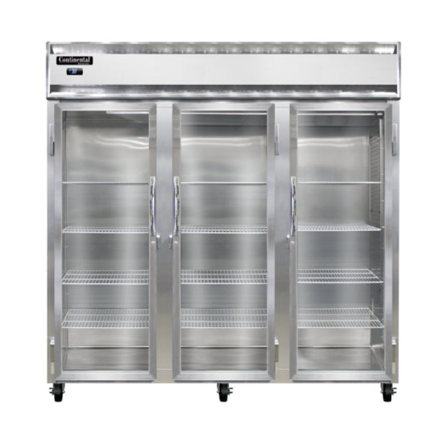 Continental Refrigerator 3RNSSPT-GD-SD Refrigerator 72 Cu. Ft. Capacity Pass-thru