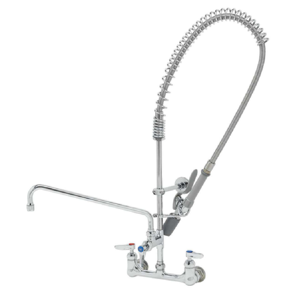 T&S Brass B-0154-14-CR-BC EasyInstall Pre-Rinse Unit 8" Wall Mount Add-on Faucet 14" Swing Nozzle With Stream Regulator