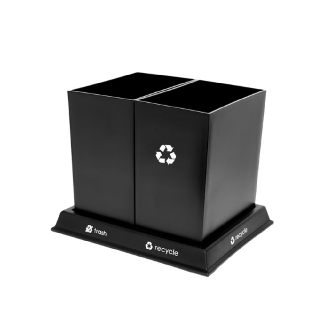 Central Specialties RC2-BLK-7.0 ReCollect2 Recycle Bin Set Black 15-1/4"W X 12-1/4"D X 12"H