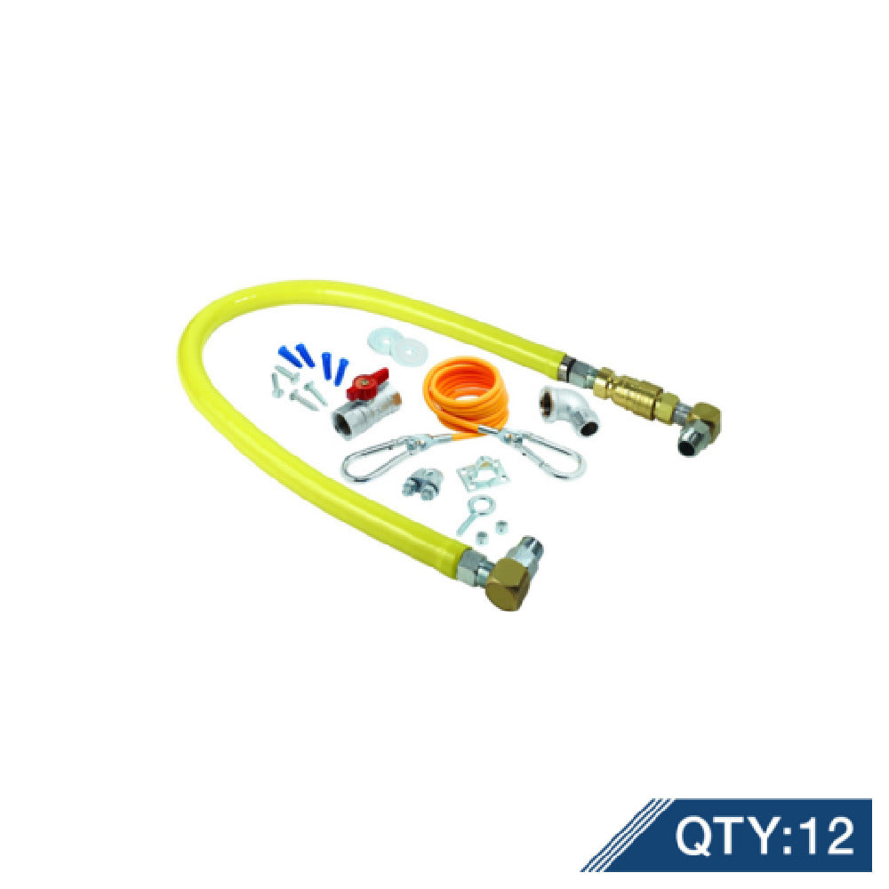 T&S Brass HG-4D-48SK-M12 Gas Hose W/ Quick Disconnect 3/4" NPT X 48" Long Installation Kit & SwiveLink Fittings. 48" Coated Gas Appliance Connector Hose With 3/4" NPT Male Connections