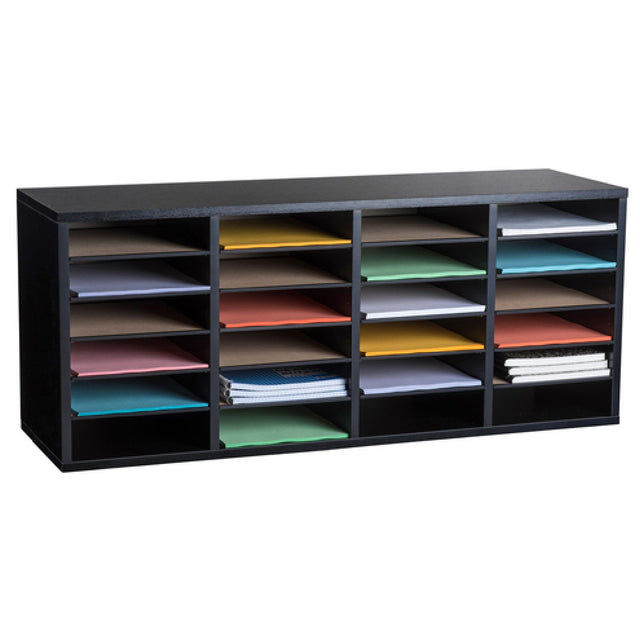 Alpine Industries ADI500-24-BLK Paper Sorter/Literature File Organizer 24 Compartment