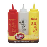 TableCraft Products 1112KMC - Cash & Carry Nostalgia Squeeze Bottle Set, 12 Oz., 3-piece Set Includes: (1) 1112K