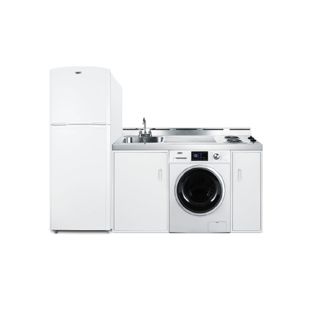 Summit ACKSPWD86 All-In-One Combination Kitchenette With Washer/Dryer Combo 86"W