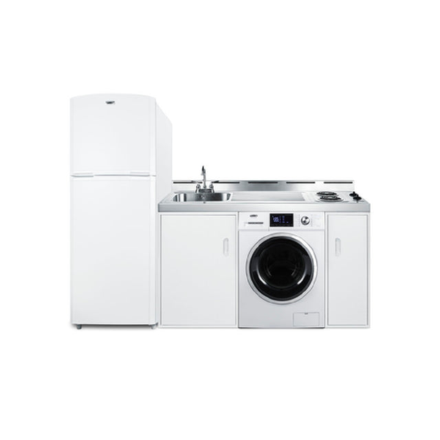 Summit ACKSPWD86 All-In-One Combination Kitchenette With Washer/Dryer Combo 86"W