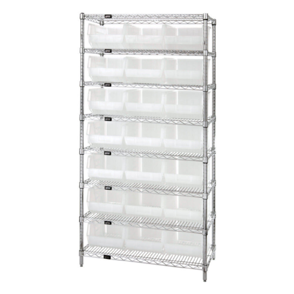 Quantum WR8-255CL Bin Wire Shelving System 36"W X 18"D X 74"H 800 Lbs. Load Capacity Per Shelf