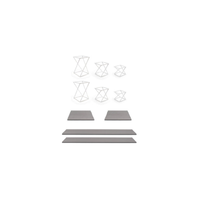 FOH BST049MUM28 Buffet Essentials Bamboo Clear Glass On Natural Includes Two BRI005WHI28 Twist Risers Set Of 3 White