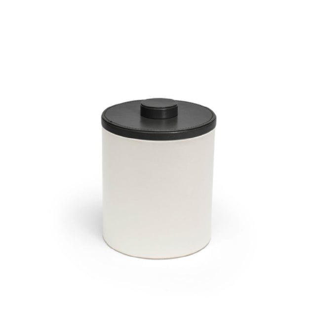 FOH RIB056WHL21 2qt Round London Ice Bucket White With Black Lid Includes One RIB014WHL21-BTM 2qt Round London Ice Bucket Base White