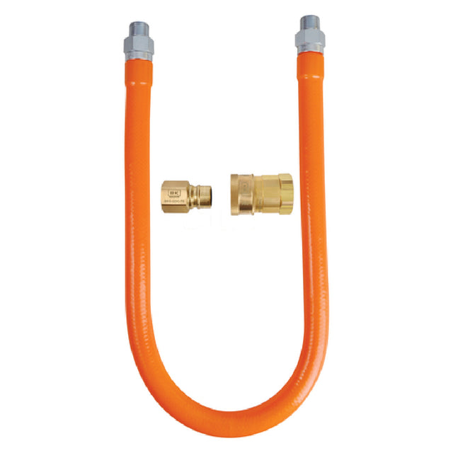 BK Resources BKG-GHC-5072-QD-PT Gas Hose Quick Disconnect Connection Kit Includes 72" Long X 1/2" I.D. Stainless Steel Hose With Radial Wrap & Protective Translucent Coating