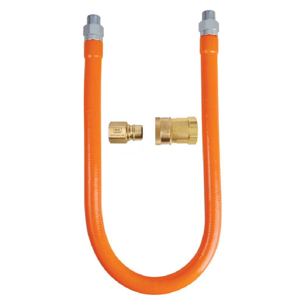 BK Resources BKG-GHC-10060-QD-PT Gas Hose Quick Disconnect Connection Kit Includes 60" Long X 1" I.D. Stainless Steel Hose With Radial Wrap & Protective Translucent Coating