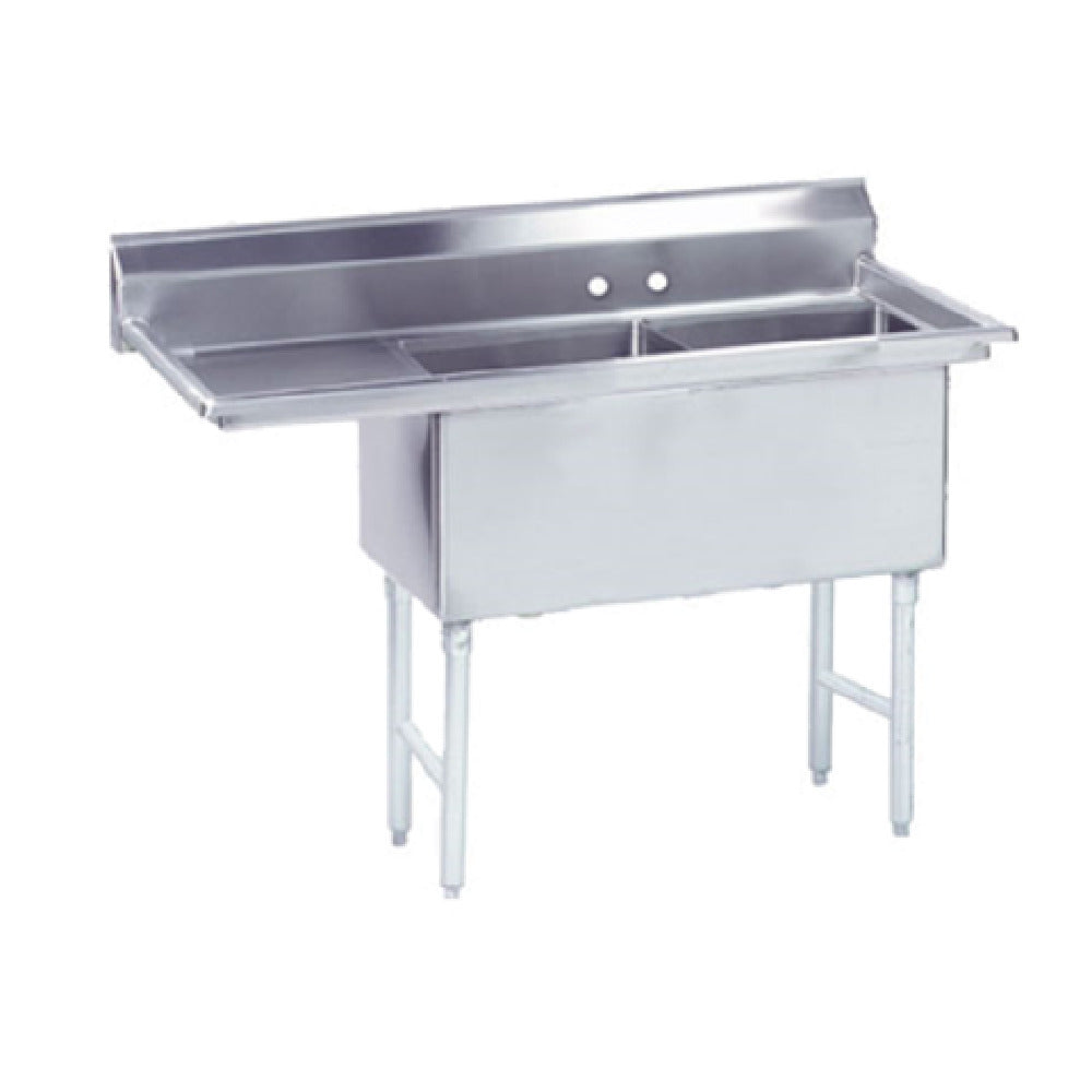 Advance Tabco FC-2-1818-18L-X Special Value Fabricated Sink 2-compartment 18" Left Drainboard
