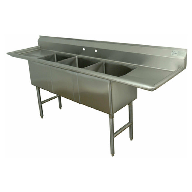 Advance Tabco FC-3-2030-20RL-X Special Value Fabricated Sink 3-compartment 20" Right & Left Drainboards