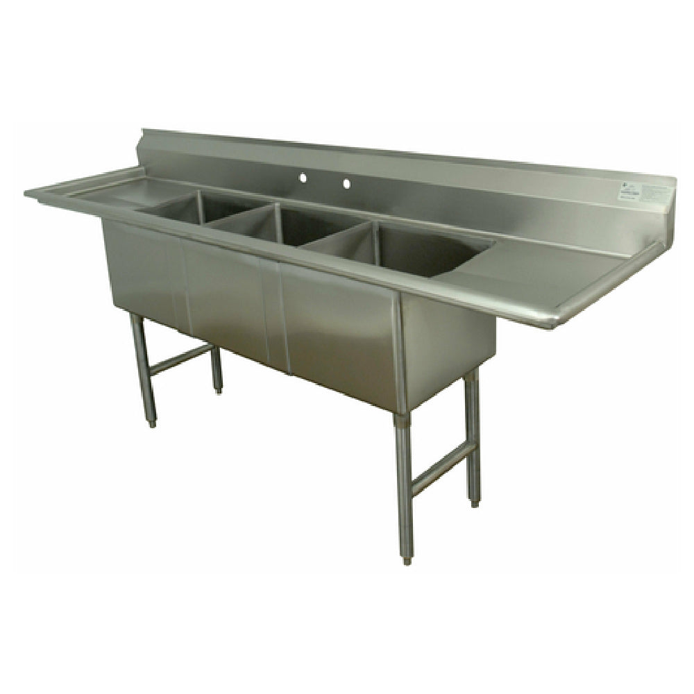 Advance Tabco FC-3-2424-24RL-X Special Value Fabricated Sink 3-compartment 24" Right & Left Drainboards