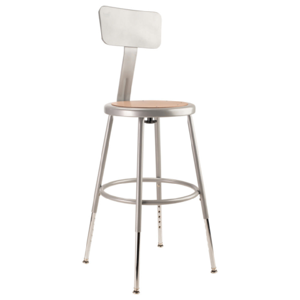 National Public Seating 6218HB NPS® Heavy Duty Steel Stool With Backrest 19"-27"