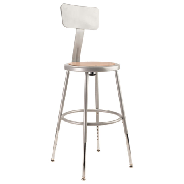 National Public Seating 6218HB NPS® Heavy Duty Steel Stool With Backrest 19"-27"