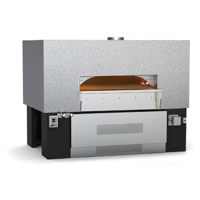 Wood Stone FD-11275RFGLLIRCL Fire Deck Stone Hearth Oven Two Radiant Flames On Left And Coal Burning On Right Side With Infrared Under Floor Burner