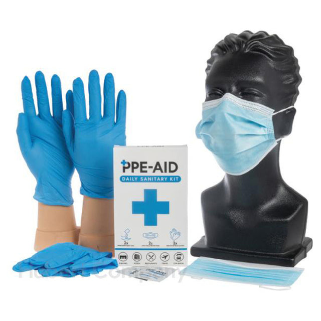 Hubert 73133 - PPE-Aid Daily Sanitary Kit, Includes (2) 3-ply Non-woven Facemasks