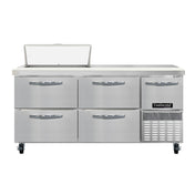 Continental Refrigerator RA68N8-D Refrigerated Base Sandwich Unit 68"W 300 Series Stainless Steel Top With (8) 1/6 Size X 4" Deep Pans