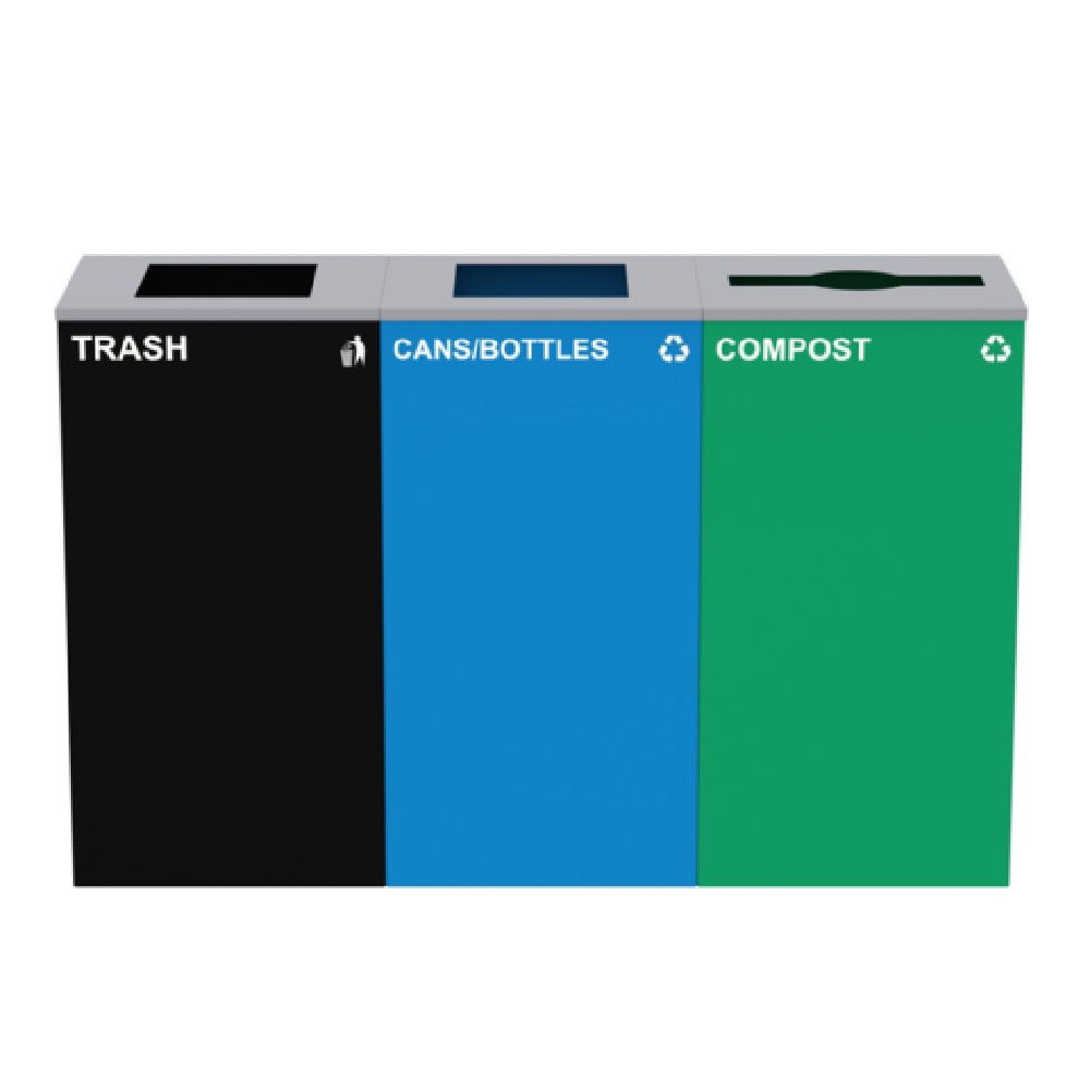 Alpine Industries ALP4450-BLK-KIT25 Cans & Bottles Bin With Compost And Trash Can Station