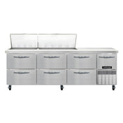 Continental Refrigerator RA93N27M-D Refrigerated Base Sandwich Unit 93"W 300 Series Stainless Steel (Mighty) Top With (27) 1/6 Size X 4" Deep Pans