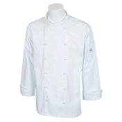 Mercer Culinary M62010WH3X Renaissance Men's Jacket (12) Cloth Covered Buttons Scoop Neck
