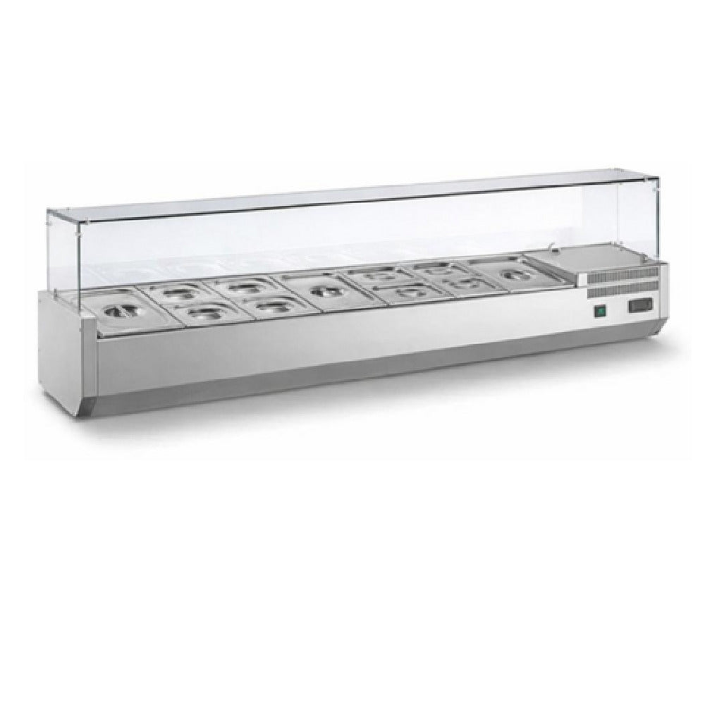 AMPTO MPP-2TP - AMPTO® Top Rail Ingredient Display Case, Refrigerated, Countertop