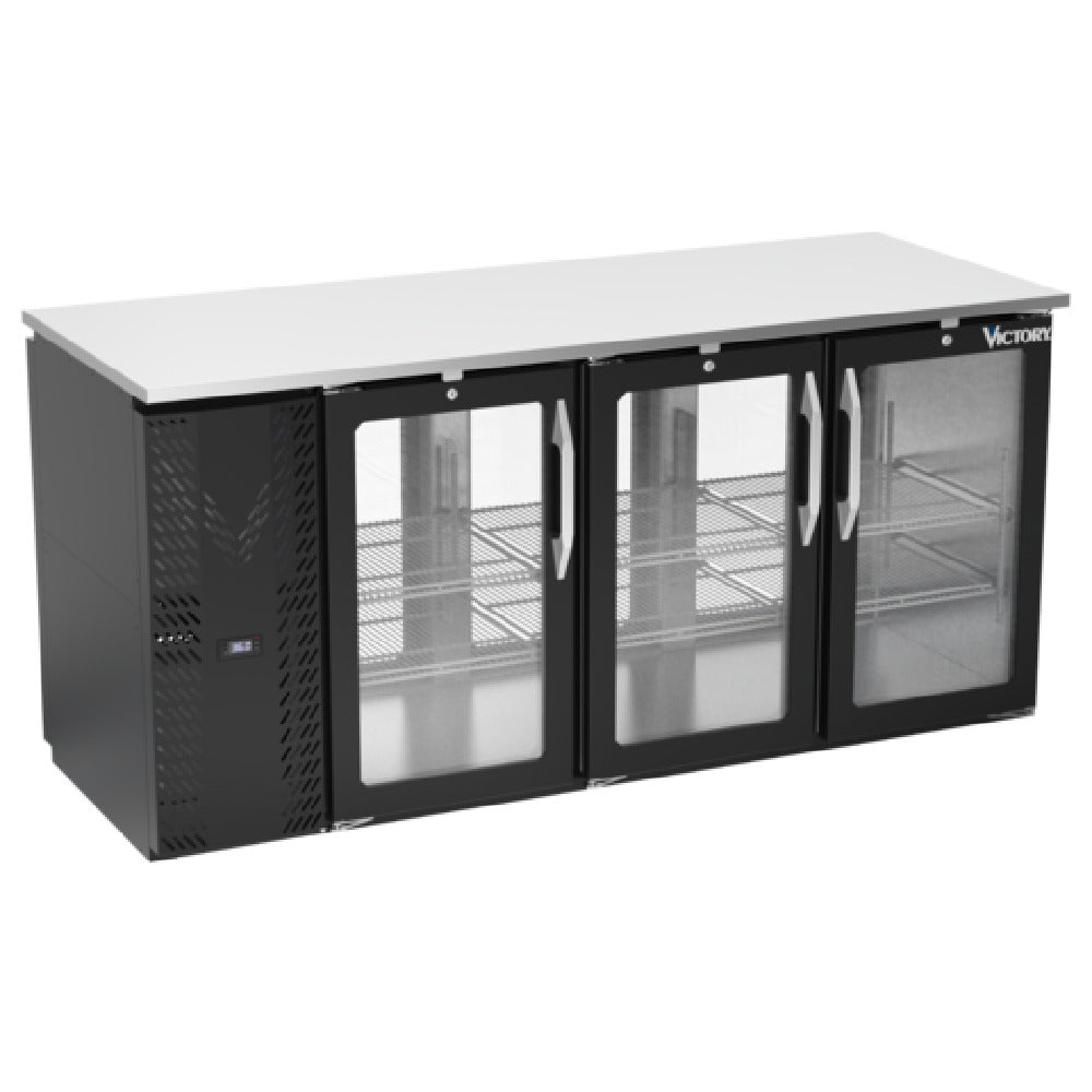 Victory VBBN72HC-G-PT-B - Pass-Thru Back Bar Refrigerator, Three-section, 72"W X 28-3/4”D X 34"H
