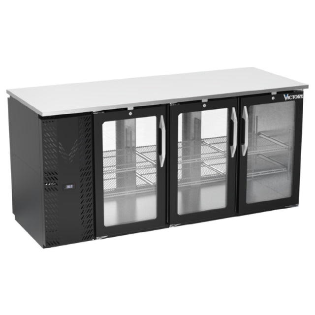 Victory VBBN72HC-G-PT-B - Pass-Thru Back Bar Refrigerator, Three-section, 72"W X 28-3/4”D X 34"H